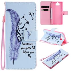 Feather Birds PU Leather Wallet Case for Sony Xperia 20