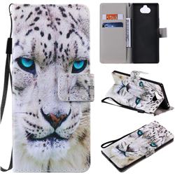 White Leopard PU Leather Wallet Case for Sony Xperia 20