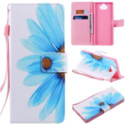Blue Sunflower PU Leather Wallet Case for Sony Xperia 20