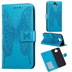 Intricate Embossing Vivid Butterfly Leather Wallet Case for Sony Xperia 20 - Blue