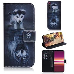 Wolf and Dog PU Leather Wallet Case for Sony Xperia 5