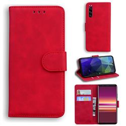 Retro Classic Skin Feel Leather Wallet Phone Case for Sony Xperia 5 - Red