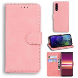 Retro Classic Skin Feel Leather Wallet Phone Case for Sony Xperia 5 - Pink