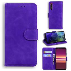 Retro Classic Skin Feel Leather Wallet Phone Case for Sony Xperia 5 - Purple
