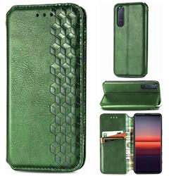 Ultra Slim Fashion Business Card Magnetic Automatic Suction Leather Flip Cover for Sony Xperia 5 II - Green