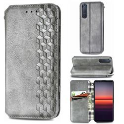 Ultra Slim Fashion Business Card Magnetic Automatic Suction Leather Flip Cover for Sony Xperia 5 II - Grey