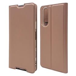 Ultra Slim Card Magnetic Automatic Suction Leather Wallet Case for Sony Xperia 5 II - Rose Gold