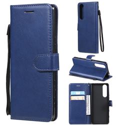 Retro Greek Classic Smooth PU Leather Wallet Phone Case for Sony Xperia 5 III - Blue