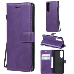 Retro Greek Classic Smooth PU Leather Wallet Phone Case for Sony Xperia 5 III - Purple