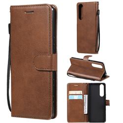 Retro Greek Classic Smooth PU Leather Wallet Phone Case for Sony Xperia 5 III - Brown