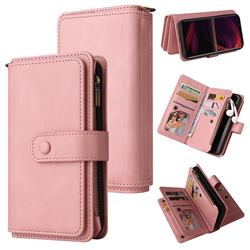 Luxury Multi-functional Zipper Wallet Leather Phone Case Cover for Sony Xperia 5 III - Pink