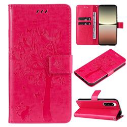 Embossing Butterfly Tree Leather Wallet Case for Sony Xperia 5 IV - Rose