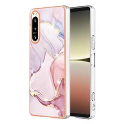 Rose Gold Dancing Electroplated Gold Frame 2.0 Thickness Plating Marble IMD Soft Back Cover for Sony Xperia 5 IV