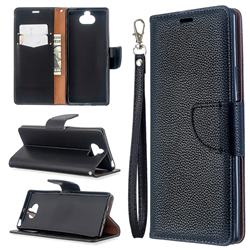 Classic Luxury Litchi Leather Phone Wallet Case for Sony Xperia 8 - Black