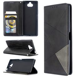 Prismatic Slim Magnetic Sucking Stitching Wallet Flip Cover for Sony Xperia 8 - Black