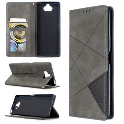 Prismatic Slim Magnetic Sucking Stitching Wallet Flip Cover for Sony Xperia 8 - Gray