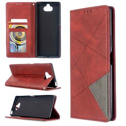 Prismatic Slim Magnetic Sucking Stitching Wallet Flip Cover for Sony Xperia 8 - Red
