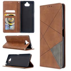 Prismatic Slim Magnetic Sucking Stitching Wallet Flip Cover for Sony Xperia 8 - Brown