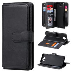 Multi-function Ten Card Slots and Photo Frame PU Leather Wallet Phone Case Cover for Sony Xperia 8 - Black