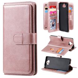 Multi-function Ten Card Slots and Photo Frame PU Leather Wallet Phone Case Cover for Sony Xperia 8 - Rose Gold