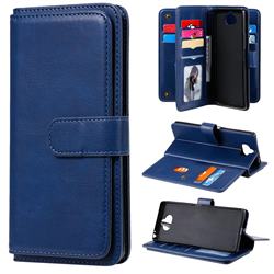 Multi-function Ten Card Slots and Photo Frame PU Leather Wallet Phone Case Cover for Sony Xperia 8 - Dark Blue
