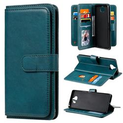 Multi-function Ten Card Slots and Photo Frame PU Leather Wallet Phone Case Cover for Sony Xperia 8 - Dark Green