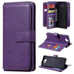 Multi-function Ten Card Slots and Photo Frame PU Leather Wallet Phone Case Cover for Sony Xperia 8 - Violet