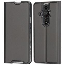 Ultra Slim Card Magnetic Automatic Suction Leather Wallet Case for Sony Xperia Pro-I - Star Grey