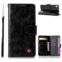 Luxury Retro Leather Wallet Case for Sony Xperia XA - Black