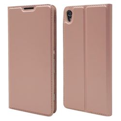 Ultra Slim Card Magnetic Automatic Suction Leather Wallet Case for Sony Xperia XA - Rose Gold