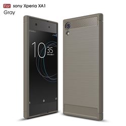 Luxury Carbon Fiber Brushed Wire Drawing Silicone TPU Back Cover for Sony Xperia XA1 (Gray)