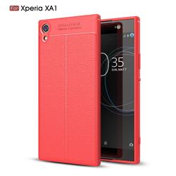 Luxury Auto Focus Litchi Texture Silicone TPU Back Cover for Sony Xperia XA1 - Red