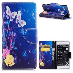 Yellow Flower Butterfly Leather Wallet Case for Sony Xperia XA1