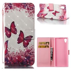 Rose Butterfly 3D Painted Leather Wallet Case for Sony Xperia XA1