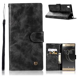 Luxury Retro Leather Wallet Case for Sony Xperia XA1 - Black