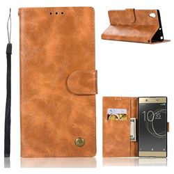 Luxury Retro Leather Wallet Case for Sony Xperia XA1 - Golden