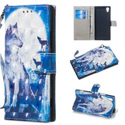 Ice Wolf 3D Painted Leather Wallet Phone Case for Sony Xperia XA1