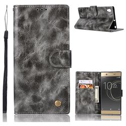 Luxury Retro Leather Wallet Case for Sony Xperia XA1 Plus - Gray