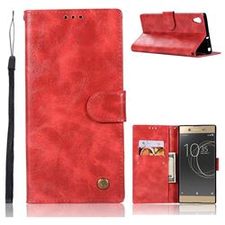 Luxury Retro Leather Wallet Case for Sony Xperia XA1 Plus - Red