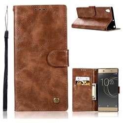 Luxury Retro Leather Wallet Case for Sony Xperia XA1 Plus - Brown