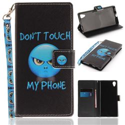 Not Touch My Phone Hand Strap Leather Wallet Case for Sony Xperia XA1 Plus
