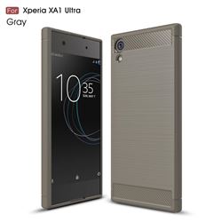 Luxury Carbon Fiber Brushed Wire Drawing Silicone TPU Back Cover for Sony Xperia XA1 Ultra (Gray)