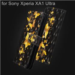 Golden Butterfly 3D Painted Leather Wallet Case for Sony Xperia XA1 Ultra