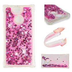 Dynamic Liquid Glitter Sand Quicksand TPU Case for Sony Xperia XA2 - Pink Love Heart