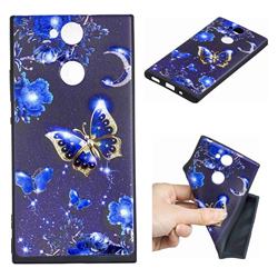 Phnom Penh Butterfly 3D Embossed Relief Black TPU Cell Phone Back Cover for Sony Xperia XA2