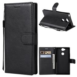 Retro Greek Classic Smooth PU Leather Wallet Phone Case for Sony Xperia XA2 - Black