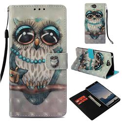 Sweet Gray Owl 3D Painted Leather Wallet Case for Sony Xperia XA2 Plus
