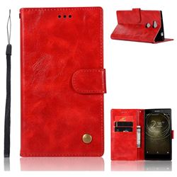 Luxury Retro Leather Wallet Case for Sony Xperia XA2 Ultra(6.0 inch) - Red