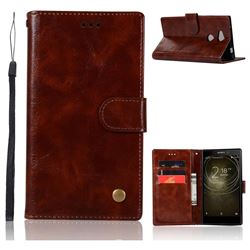 Luxury Retro Leather Wallet Case for Sony Xperia XA2 Ultra(6.0 inch) - Brown