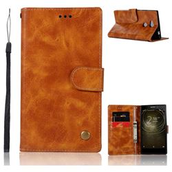 Luxury Retro Leather Wallet Case for Sony Xperia XA2 Ultra(6.0 inch) - Golden